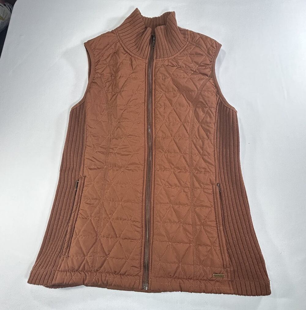 Prana Quilted Sherpa Lined Diva Vest Size S Terracotta Full Zip Pockets